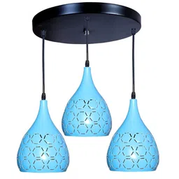 KINIS Blue & White Aluminium Quirky Textured Frustum Ceiling Lamp image 2