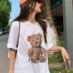 KPOP Women Graphic Printed Round Neck Oversized T-shirt-picture-23