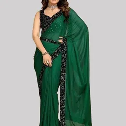 Caracola Sequinned Saree With Blouse Piece-picture-7