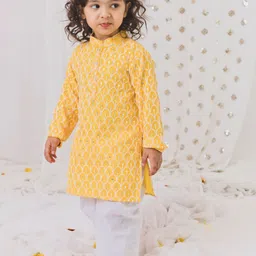 TinyPants Boys Yoke Design Regular Pure Cotton Kurta with Pyjamas-40