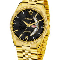 CASADO Men Embellished Dial & Stainless Steel Straps Analogue Watch CD-645-BLACK-GOLD-DD-image-36