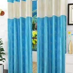 Aura Blue & White Set of 2 Door Curtain-image-27
