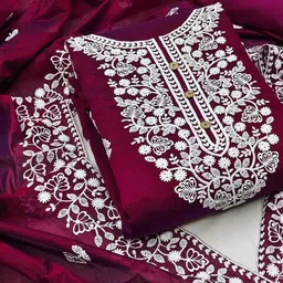 KIMISHA Floral Embroidered Unstitched Dress Material-picture-34