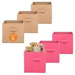 Kuber Industries Pink & Beige 6 Pieces Durable Multi-Utility Organisers-26