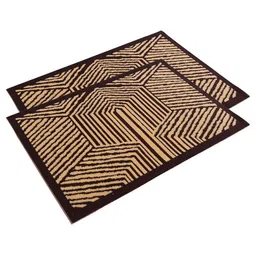 Kuber Industries 2-Pcs Brown & Beige Chevron Rectangular Anti-Skid Doormats-42