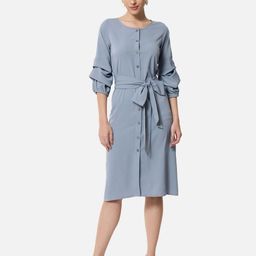 OTIRA Women Solid Belted Round Neck Shift Dress-image-52