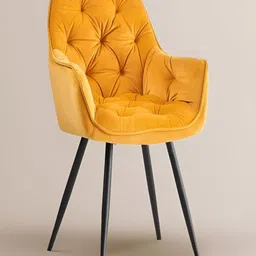 nestroots Yellow Velvet Dining Designer Chair-image-17