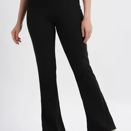 Grit and Flair Women Flared High-Rise Trousers-image-37