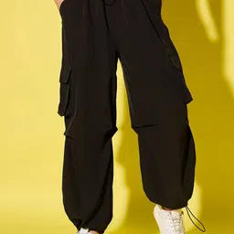BUY NEW TREND Women Relaxed Loose Fit High-Rise Parachute Trousers-picture-45