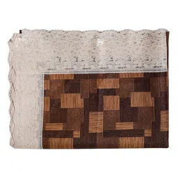 Kuber Industries Brown & White Checked 4-Seater Table Cover image 5