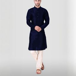 PulseIQ Men Navy Blue Art Silk Kurta Sets-picture-30