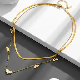 MEENAZ Gold Plated CZ Stone Studded Necklace With Chain-30