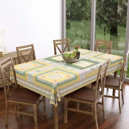 Texstylers Multicoloured Geometric Printed Anti-Slip Cotton 6-Seater Table Cover-10
