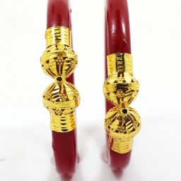SATTIK Brass Pack of 2 Gold-plated Kada-image-66