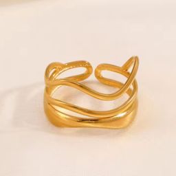 SUBHAGALANKAR Honey Wave Gold-Plated Adjustable Ring-58
