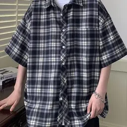 StyleCast x Revolte Checked Cutaway Collar Boxy Shirt-image-44