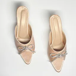 MIYOKO Embellished Party Block Peep Toes with Bows-2