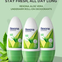 REXONA Pack of 3 Aloe Vera Underarm Roll On Deodorant For Women - 50ml Each image 3