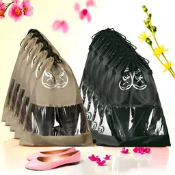 Aura Brown & Black 10 Pieces Reusable Shoes Organisers-5