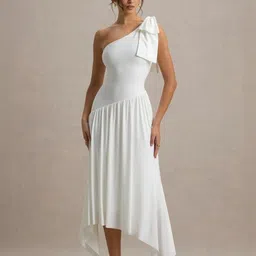 TRAQUILA One Shoulder Drop-Waist Midi Dress-picture-10