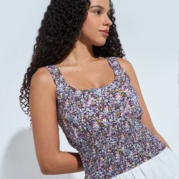 Outzidr Floral Net Blouson Crop Top-picture-37