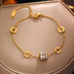 GOLDIWALA Stainless Steel Gold-Plated Artificial Stones Studded Wraparound Korean Bracelet-image-68