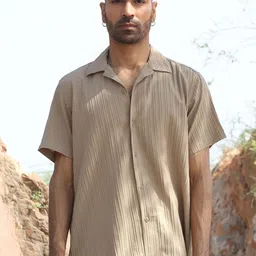 KRAFT INDIA Standard Vertical Striped Casual Cuban Collar Shirt-image-18