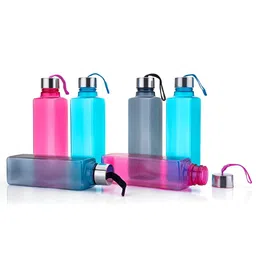Aura Blue & Pink Set of 6 Plastic Solid Water Bottle image 5
