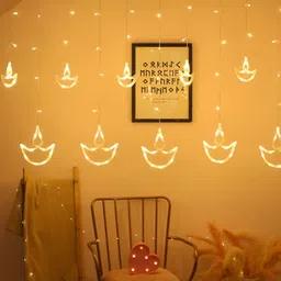 SPARK WORLD Yellow Diya Shape String Lights image 3