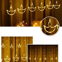 SPARK WORLD Gold Toned  Diya-Shaped String Lights image 5