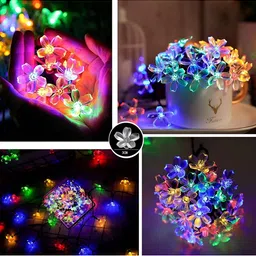 ENORMITY Blue & Red Flower Shape String Lights image 4