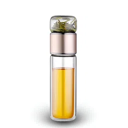 YELONA Transparent & Champagne Single Glass Solid Double Wall Vacuum Water Bottle-12