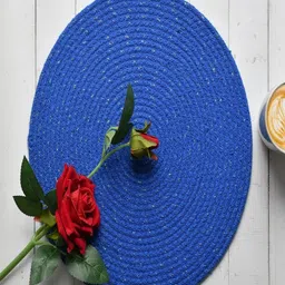 Aura 4-Pcs Blue Spiral Round Cotton Table Placemats-26