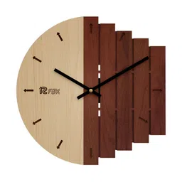 12 fox Coffee Brown & Beige Wooden Analogue Wall Clock-image-87