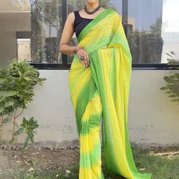 KAYOMMI Colourblocked Pure Chiffon Ready to Wear Saree-picture-12
