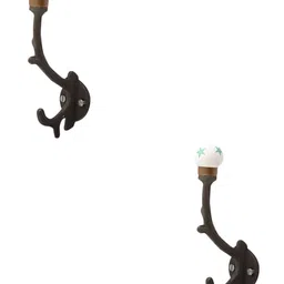 IndianShelf Green 2 Piece Ceramic Star Tree Hangers for Clothes Wall Mounted Key Holders-image-73