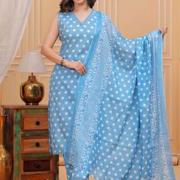 Moda Rapido Women Printed Regular Pure Cotton Kurta with Trousers & With Dupatta-42