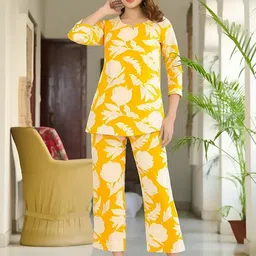 SZN Women Yellow Floral Printed Pure Cotton Co-Ord Set-picture-1