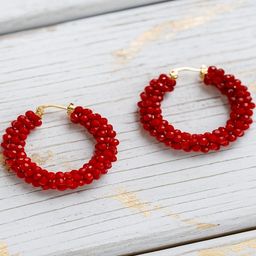 Jewelz Artificial Beaded Circular Shaped Hoop Earrings-picture-2