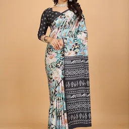 VS MALL Printed Poly Crepe Sarees-image-91