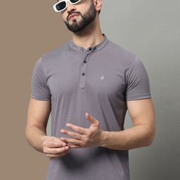 OGEN Men Mandarin Collar Pockets T-shirt-image-43
