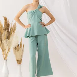 KOVET One Shoulder Peplum Top With Trousers image 3