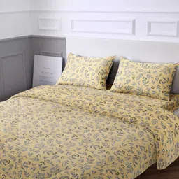 URBAN DREAM Yellow Cotton Double Queen Superfine Bedding Set-image-29