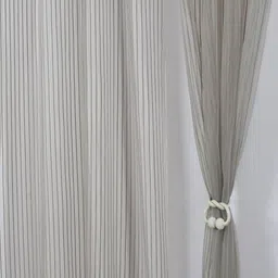 Aura Grey Set of 2 Striped Sheer Long Door Curtain-2