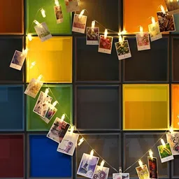 SPARK WORLD Yellow Photo Clip Shape String Lights image 4