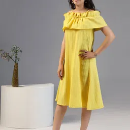 OMPAX Flutter Sleeve A-Line Midi Dress image 4