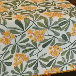 Abolee Homes Off-White & Green Printed Anti-Slip Table Runner image 3