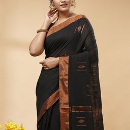 SLAGHA Ethnic Motifs Zari Taant Saree-picture-51