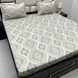 Pure Decor Green & White Ethnic Motifs 350 TC Queen Bedsheet with 2 Pillow Covers-image-59