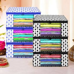 Kuber Industries White & Black 6 Pieces Printed Foldable Multi Utility Organisers image 1